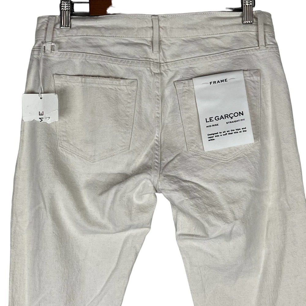 FRAME Le Garçon Mid Rise Straight Cotton Linen Jeans Natural Heather Size 30 NWT - Picture 8 of 16